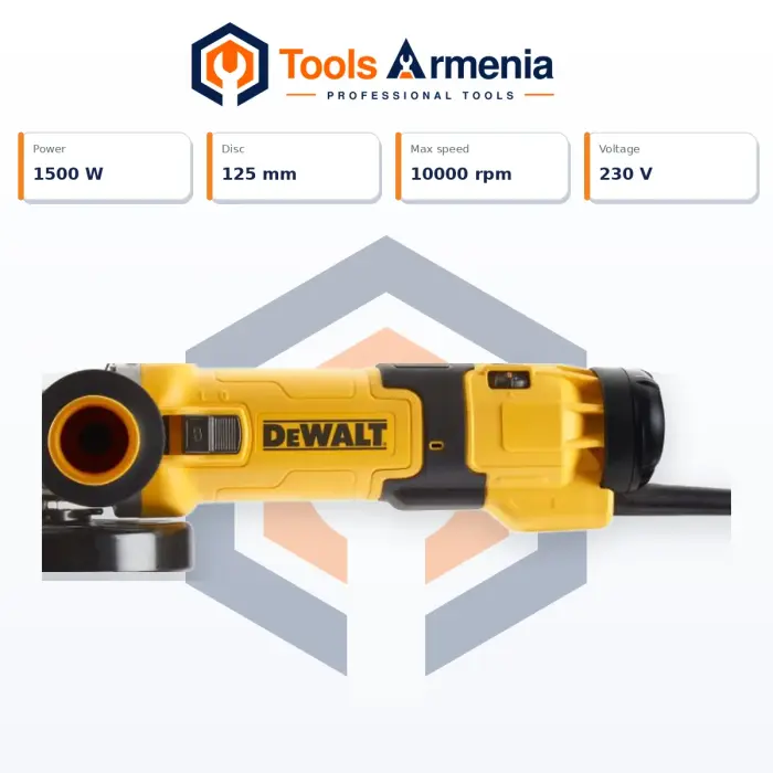 Dewalt DWE4257-QS անկյունային հղկող մեքենա կողային բռնակով