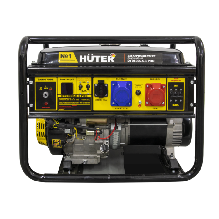 Huter - Բենզինային գեներատոր եռաֆազ (մեկնարկիչով) 8000 Վտ(220 Վ) /8500 Վտ(380 Վ) Huter DY9500LX-3PRO - Գեներատորներ