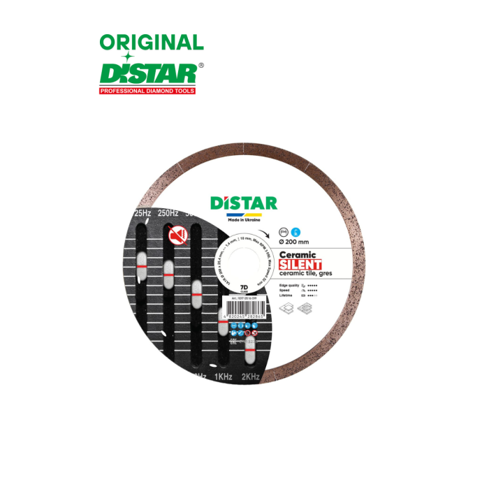 Алмазный диск для керамической плитки 200 мм Distar 1A1R 200x25,4 Ceramic Silent 10170516019