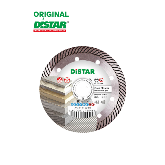 Алмазный диск отрезной 1A1R Gres Master 125x22.22x10x1.4mm Алмазный диск отрезной 1A1R Gres Master 125x22.22x10x1.4mm