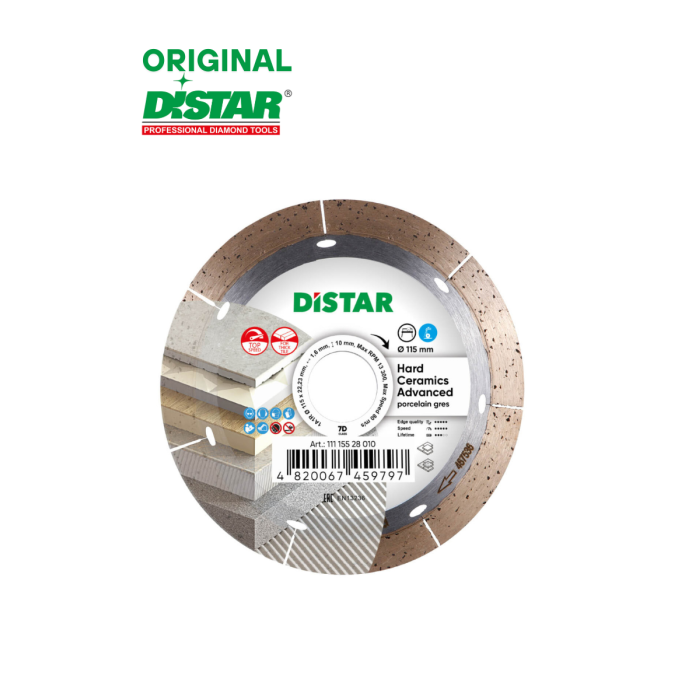 Алмазный диск по керамику Distar Hard Ceramics Advanced 115x 22,23 x10x1.6 Алмазный диск по керамику Distar Hard Ceramics Advanced 115x 22,23 x10x1.6