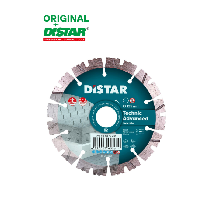 Distar - Ալմաստե կտրող սկավառակ  DISTAR 1A1RSS 125 Technic Advanced 125x22.22x11x2.2mm - 14315347010 - Ալմաստե Սկավառակներ