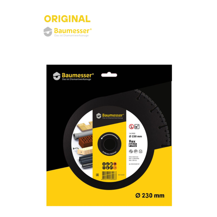 BAUMESSER - Ալմաստե կտրող սկավառակ  1A1RSS Pro Rex 230х22.23х2.6 մմ BAUMESSER 910315547017 - 910315547017 - Ալմաստե Սկավառակներ