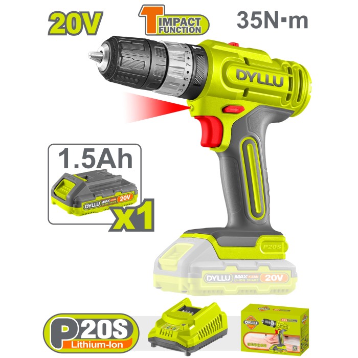 Cordless impact screwdriver (drill) 20 V / 1.5 A / 35 Nm / DTCDP521