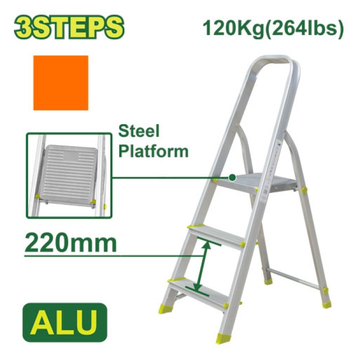 Steel and aluminium household ladder 3 steps DTLD3H03