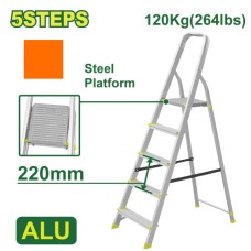 Steel and aluminium household ladder 5 steps DTLD3H05