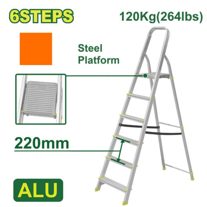 Steel and aluminium household ladder 6 steps DTLD3H06