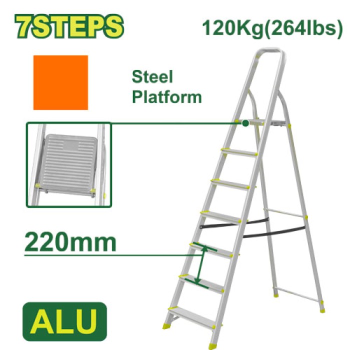 Steel and aluminium household ladder 7 steps DTLD3H07