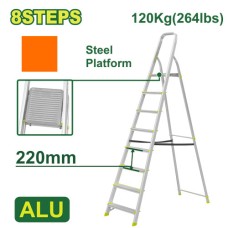 Steel and aluminium household ladder 8 steps DTLD3H08