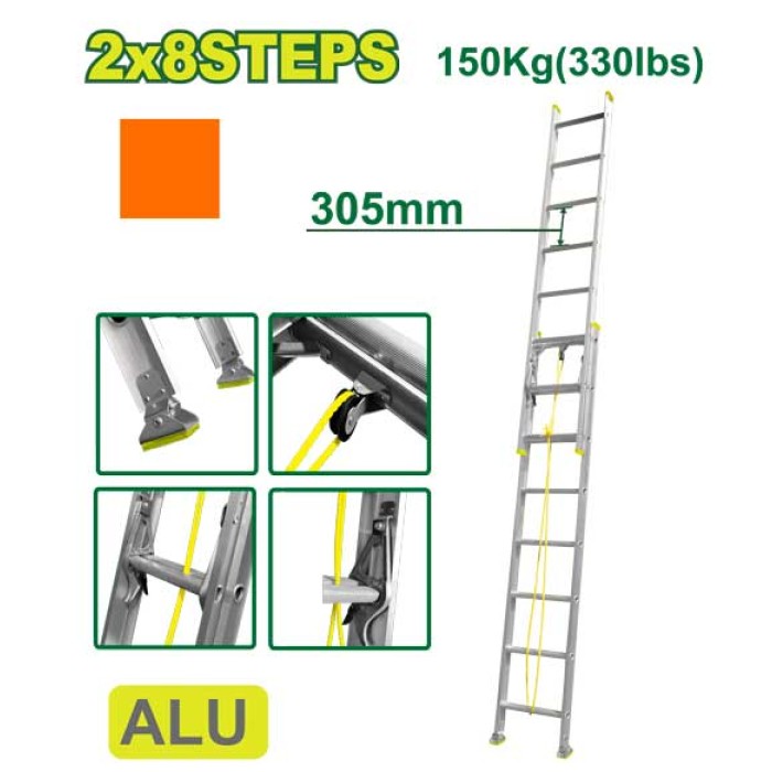 Extension ladder 2x8 steps DTLD8H16