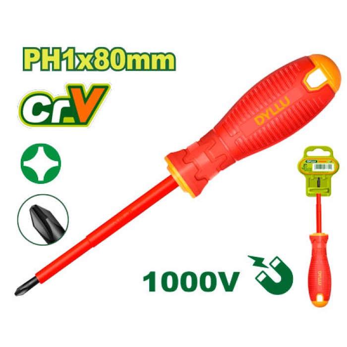 Insulated screwdriver PH1x80 mm DTSD7213