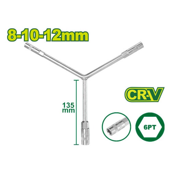 Y-Type socket wrench 135 mm (Size: 8-10-12 mm) DTTH2101