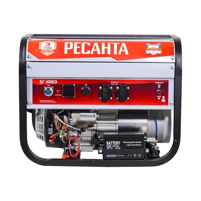 RESANTA - Բենզինային գեներատոր (մեկնարկիչով) 3300 Վտ Ресанта БГ 4000 Э - Ресанта БГ4000Э - Գեներատորներ