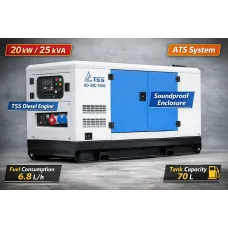 Դիզելային գեներատոր եռաֆազ 20000 Վտ TSS AD-20C-T400 ձայնամեկուսիչ կափարիչով ԱՓՀ(ATS) -ով