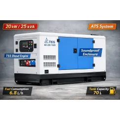 Դիզելային գեներատոր եռաֆազ 20000 Վտ TSS AD-20C-T400 ձայնամեկուսիչ կափարիչով ԱՓՀ(ATS) -ով