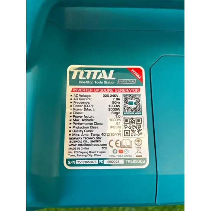 Total TP523006 ինվերտորային բենզինային գեներատոր 2 կՎտ 220 Վ