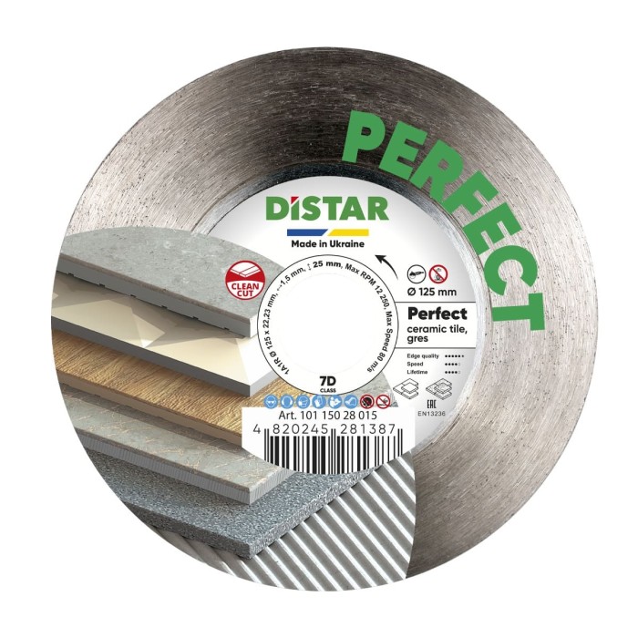 Distar - Ալմաստե կտրող սկավառակ 1A1R 125x22,23H Perfect - 10115028015 - Ալմաստե Սկավառակներ