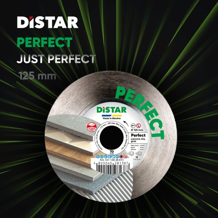 Distar - Ալմաստե կտրող սկավառակ 1A1R 125x22,23H Perfect - 10115028015 - Ալմաստե Սկավառակներ