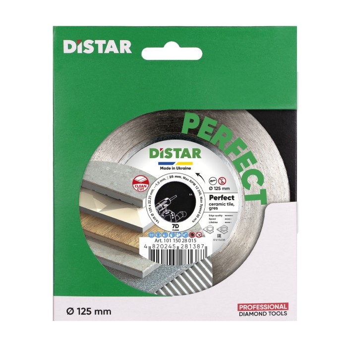 Distar - Ալմաստե կտրող սկավառակ 1A1R 125x22,23H Perfect - 10115028015 - Ալմաստե Սկավառակներ
