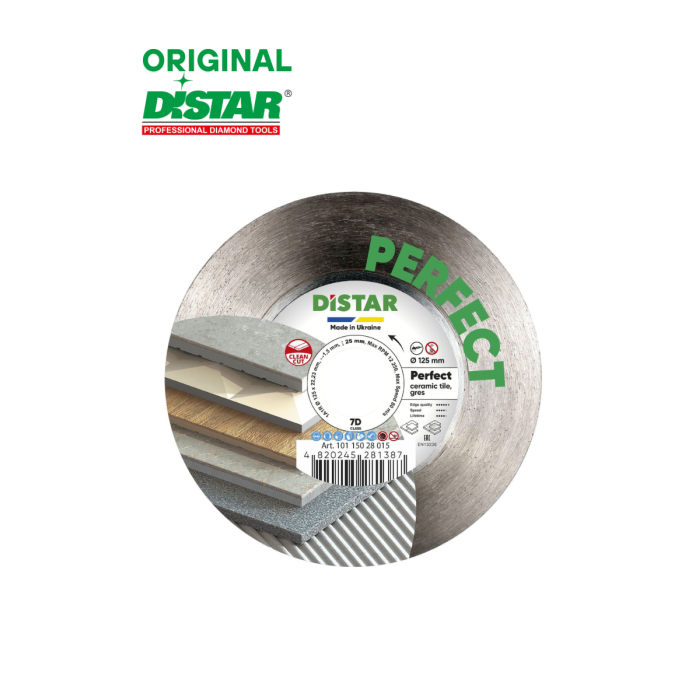 Distar - Ալմաստե կտրող սկավառակ 1A1R 125x22,23H Perfect - 10115028015 - Ալմաստե Սկավառակներ