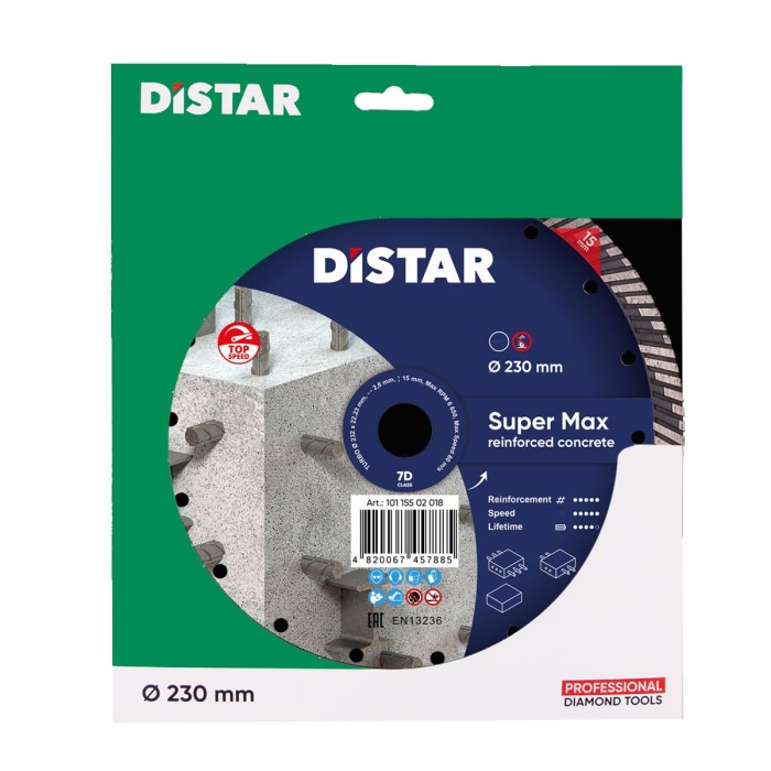 Distar - Սկավառակ ալմաստե բետոնի Turbo 230 մմ Super Max Distar 10115502018 - 10115502018 - Ալմաստե Սկավառակներ