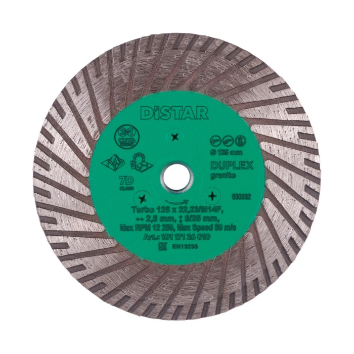 Distar - Ալմաստե կտրող սկավառակ Turbo 125 M14F Duplex 125x22.22x25x2.8mm - 10117126010 - Ալմաստե Սկավառակներ
