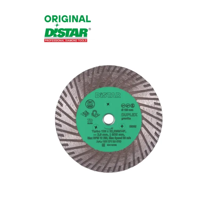Distar - Ալմաստե կտրող սկավառակ Turbo 125 M14F Duplex 125x22.22x25x2.8mm - 10117126010 - Ալմաստե Սկավառակներ