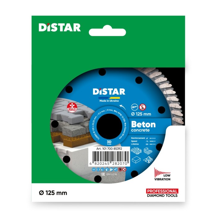 Distar - Ալմաստե կտրող սկավառակ  DISTAR Turbo 125 Beton 125x22.22x8x2.2mm - 10170085392 - Ալմաստե Սկավառակներ