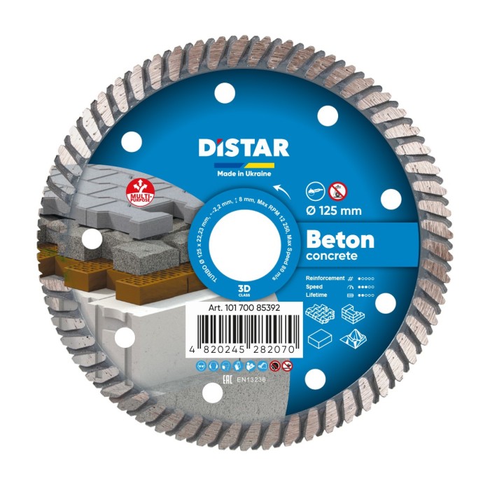 Distar - Ալմաստե կտրող սկավառակ  DISTAR Turbo 125 Beton 125x22.22x8x2.2mm - 10170085392 - Ալմաստե Սկավառակներ
