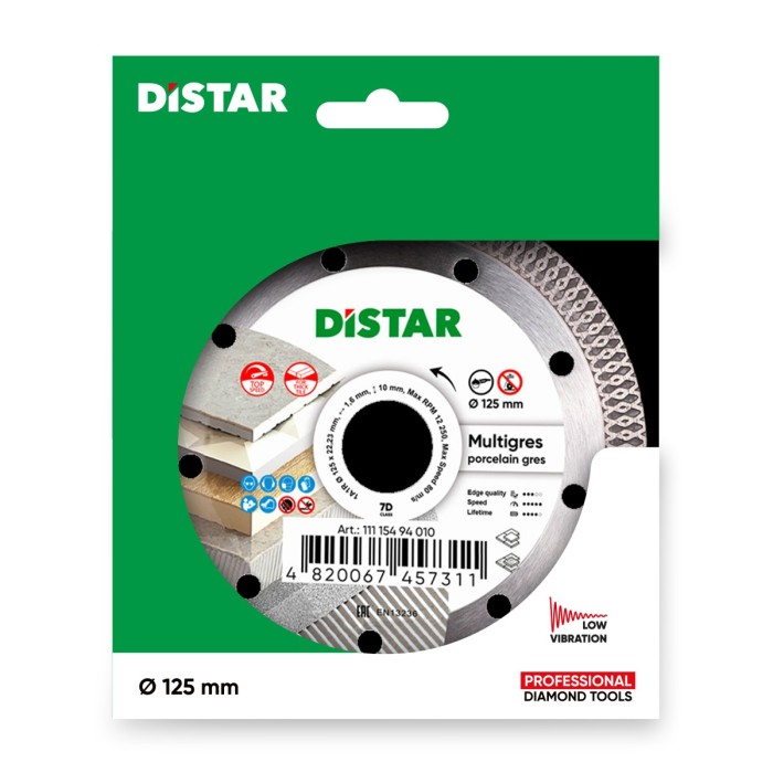 Distar - Ալմաստե կտրող սկավառակ 1A1R 125 Multigres 125x22.22x1.4 - 10x1.6mm - 11115494010 - Ալմաստե Սկավառակներ