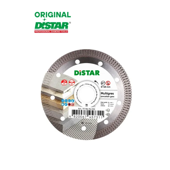 Distar - Ալմաստե կտրող սկավառակ 1A1R 125 Multigres 125x22.22x1.4 - 10x1.6mm - 11115494010 - Ալմաստե Սկավառակներ