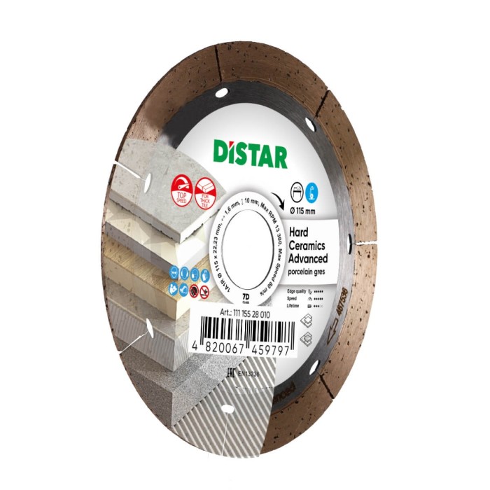 Distar - Ալմաստե սկավառակ  Distar Hard Ceramics Advanced 115x22.23x10x1.6 - 11115528010 - Ալմաստե Սկավառակներ