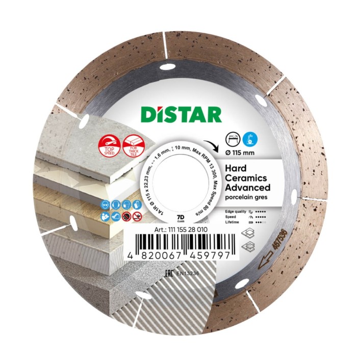 Distar - Ալմաստե սկավառակ  Distar Hard Ceramics Advanced 115x22.23x10x1.6 - 11115528010 - Ալմաստե Սկավառակներ