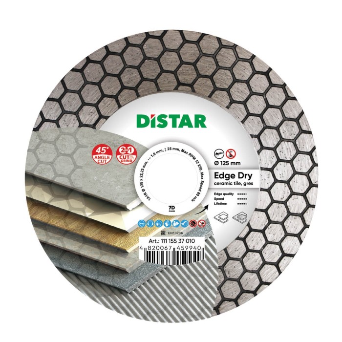 Distar - Ալմաստե կտրող սկավառակ 1A1R 125x22.22x25x1.6mm Edge Dry - 11115537010 - Ալմաստե Սկավառակներ