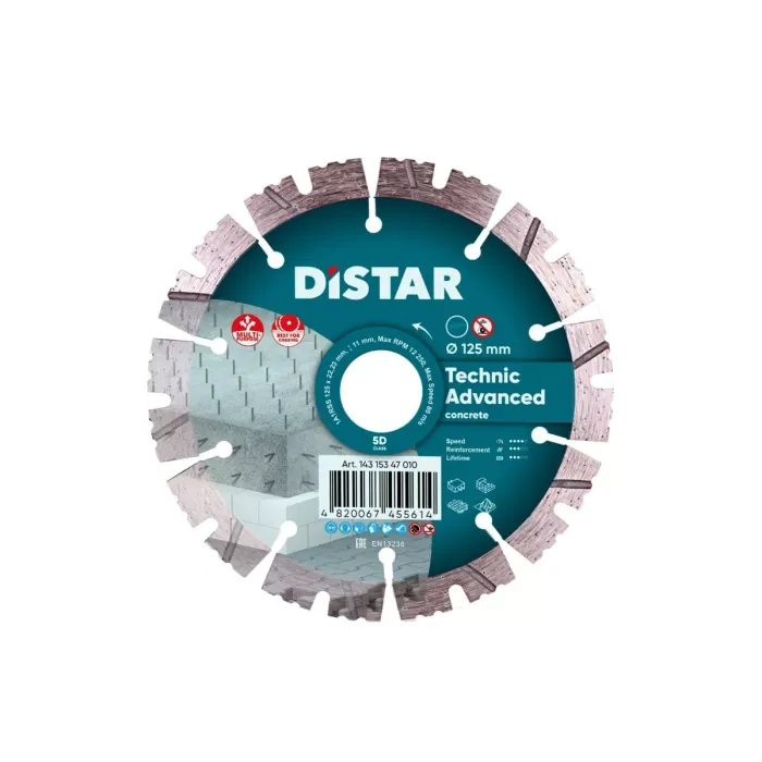 Distar - Ալմաստե կտրող սկավառակ  DISTAR 1A1RSS 125 Technic Advanced 125x22.22x11x2.2mm - 14315347010 - Ալմաստե Սկավառակներ