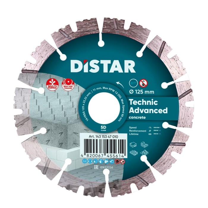 Distar - Ալմաստե կտրող սկավառակ  DISTAR 1A1RSS 125 Technic Advanced 125x22.22x11x2.2mm - 14315347010 - Ալմաստե Սկավառակներ