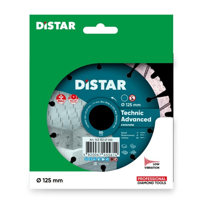 Distar - Ալմաստե կտրող սկավառակ  DISTAR 1A1RSS 125 Technic Advanced 125x22.22x11x2.2mm - 14315347010 - Ալմաստե Սկավառակներ