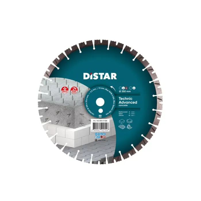 Distar - Ալմաստե կտրող սկավառակ բետոնի համար Technic Advanced 350x 25.4 X15 x 3.5 - 14320347025 - Ալմաստե Սկավառակներ