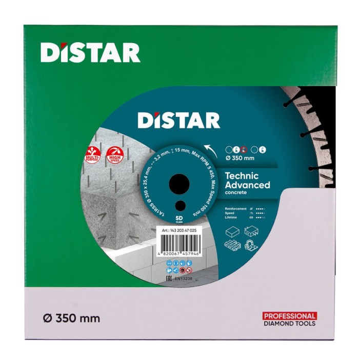 Distar - Ալմաստե կտրող սկավառակ բետոնի համար Technic Advanced 350x 25.4 X15 x 3.5 - 14320347025 - Ալմաստե Սկավառակներ