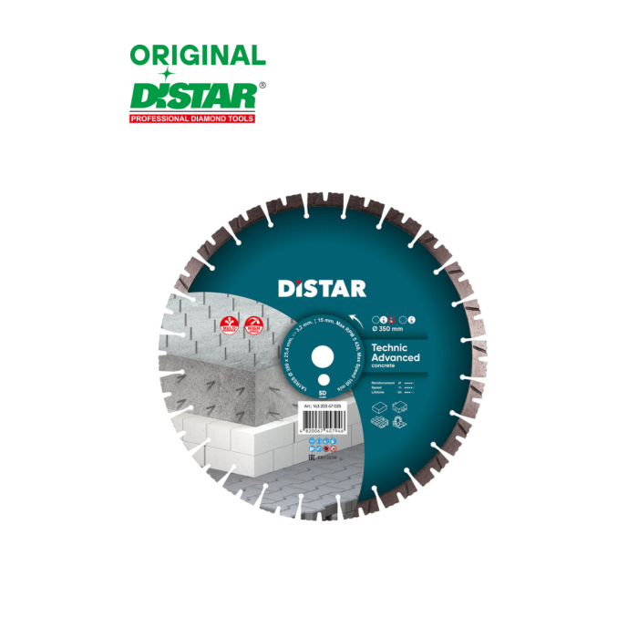 Distar - Ալմաստե կտրող սկավառակ բետոնի համար Technic Advanced 350x 25.4 X15 x 3.5 - 14320347025 - Ալմաստե Սկավառակներ