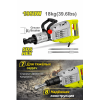 Էլեկտրական հարվածային մուրճ  1950 Վտ /SDS HEX/80 ջ/ DTDB2D95