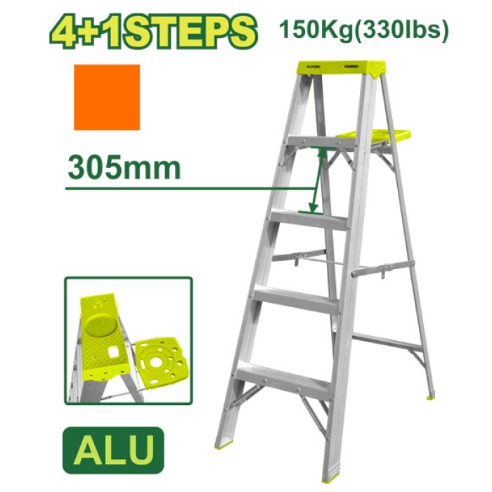 DYLLU - Ալյումինե միակողմանի աստիճան (գործիքների սկուտեղով) 4+1 քայլ DTLD4H05 - DTLD4H05 - Աստիճաններ