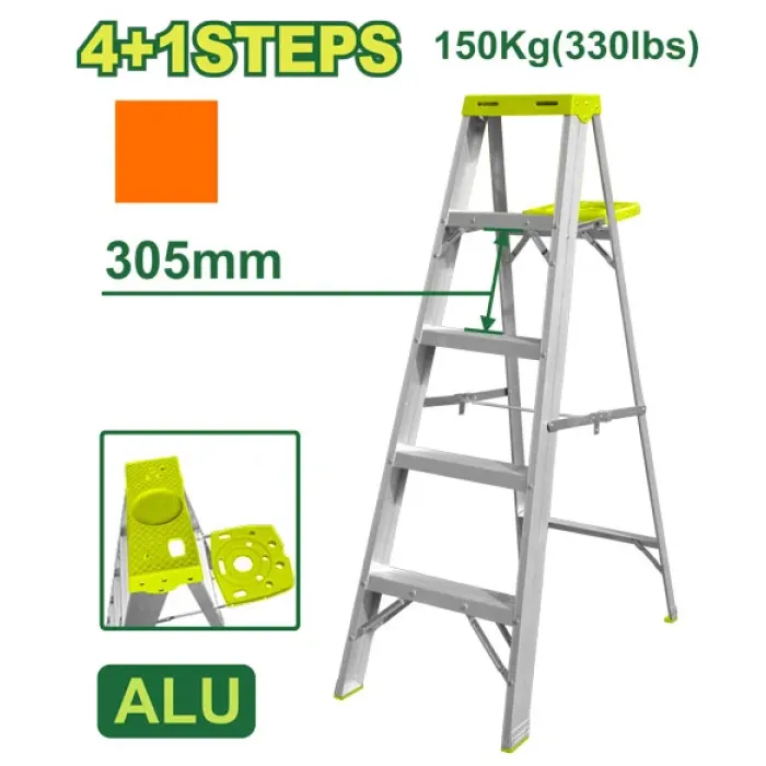 DYLLU - Ալյումինե միակողմանի աստիճան (գործիքների սկուտեղով) 4+1 քայլ DTLD4H05 - DTLD4H05 - Աստիճաններ