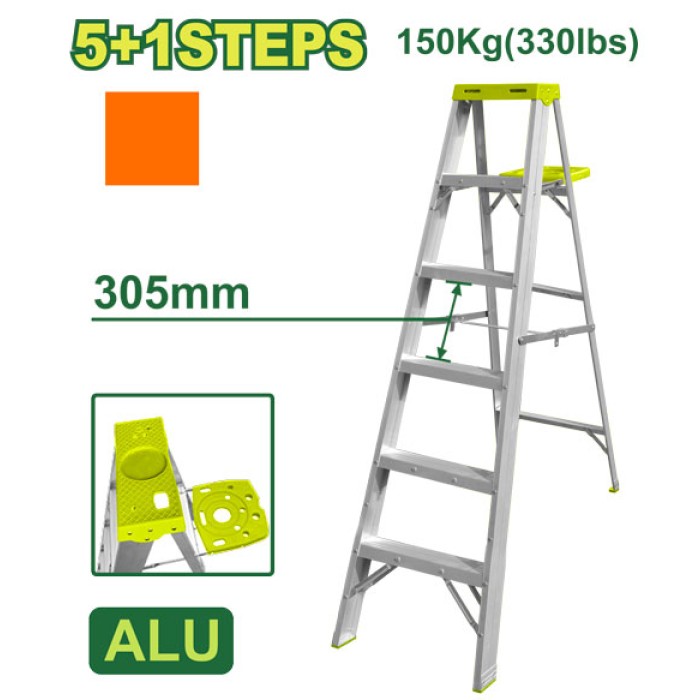 DYLLU - Ալյումինե միակողմանի աստիճան (գործիքների սկուտեղով) 5+1 քայլ DTLD4H06 - DTLD4H06 - Աստիճաններ