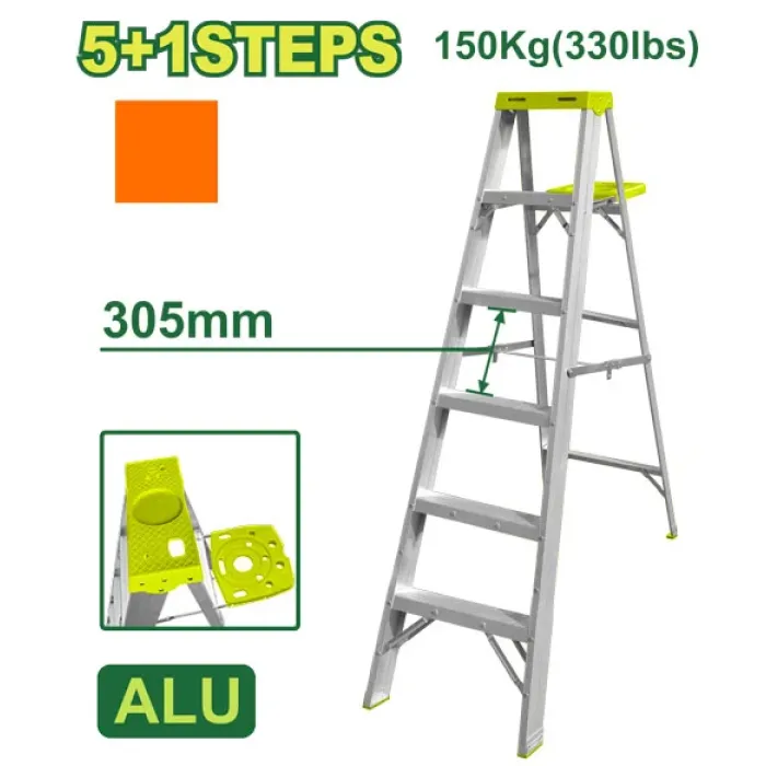 DYLLU - Ալյումինե միակողմանի աստիճան (գործիքների սկուտեղով) 5+1 քայլ DTLD4H06 - DTLD4H06 - Աստիճաններ