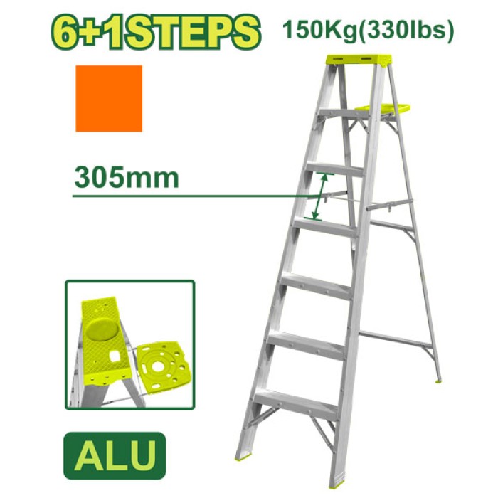 DYLLU - Ալյումինե միակողմանի աստիճան (գործիքների սկուտեղով) 6+1 քայլ DTLD4H07 - DTLD4H07 - Աստիճաններ