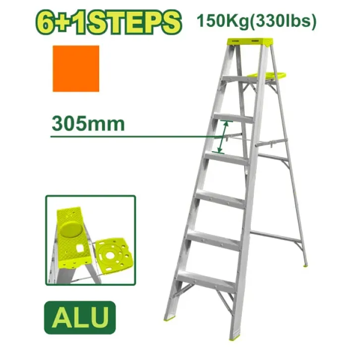 DYLLU - Ալյումինե միակողմանի աստիճան (գործիքների սկուտեղով) 6+1 քայլ DTLD4H07 - DTLD4H07 - Աստիճաններ