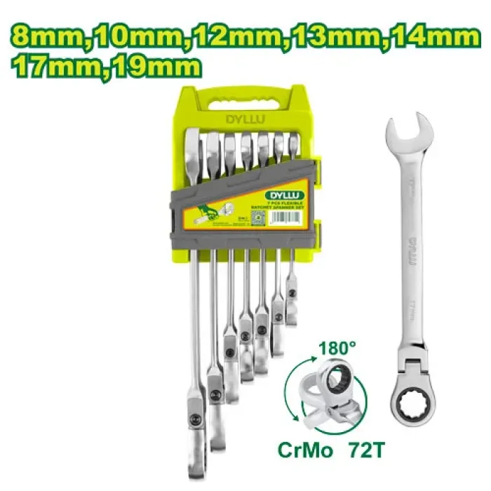 DYLLU - 7 հատ Ճկուն ճռիկով համակցված բանալիների հավաքածու DTSP4205 - DTSP5207 - Բանալիներ (ключи)