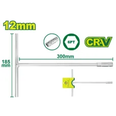 T-բռնակով վարդակի բանալի 185x300 մմ (Չափս՝ 12 մմ) DTTH1112