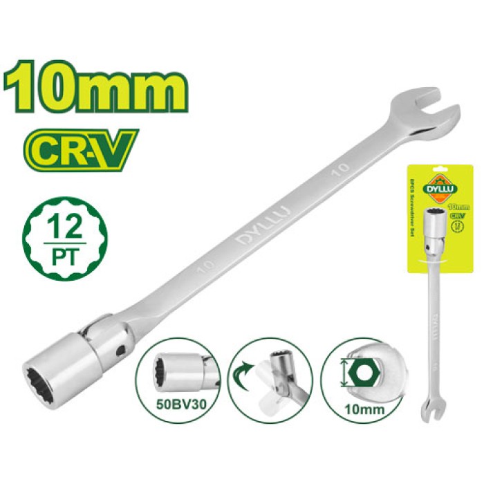 DYLLU - Համակցված և ճկուն վարդակով բանալի 160 մմ (Չափս՝ 10 մմ) DTTH1E10 - DTTH1E10 - Բանալիներ (ключи)